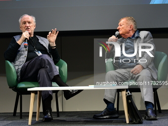 Hubert Vedrine, former Minister of Europe and Foreign Affairs of France, attends the first book fair in Valence, France, on November 2, 2024...