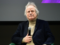 Franz Olivier Giesbert and Thomas Rabino attend the first book fair in Valence, Drome, on November 2, 2024. (