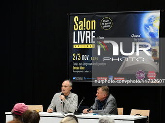 Philippe Val, a journalist, attends the first book fair in Valence, Drome, on November 2, 2024. (