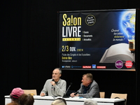 Philippe Val, a journalist, attends the first book fair in Valence, Drome, on November 2, 2024. (