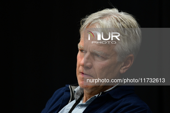 Olivier Weber attends the first book fair in Valence, Drome, on November 2, 2024. 