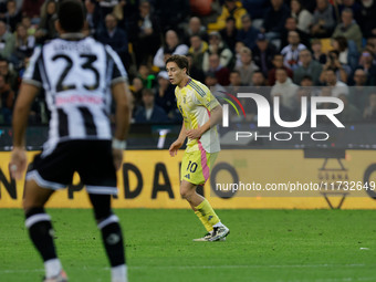 Kenan Yildiz of Juventus participates in the Italian Serie A Enilive soccer championship football match between Udinese Calcio and Juventus...