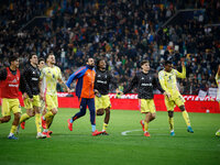 A Juventus player celebrates after winning the match during the Italian Serie A Enilive soccer championship football match between Udinese C...