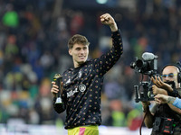 Nicolo Savona of Juventus participates in the Italian Serie A Enilive soccer championship match between Udinese Calcio and Juventus FC at Bl...