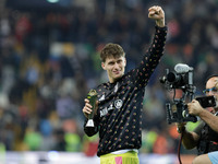 Nicolo Savona of Juventus participates in the Italian Serie A Enilive soccer championship match between Udinese Calcio and Juventus FC at Bl...