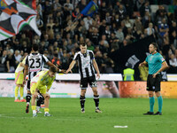 Jaka Bijol and Enzo Ebosse of Udinese participate in the Italian Serie A Enilive soccer championship football match between Udinese Calcio a...