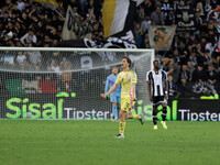 Kenan Yildiz of Juventus celebrates after winning the match during the Italian Serie A Enilive soccer championship football match between Ud...