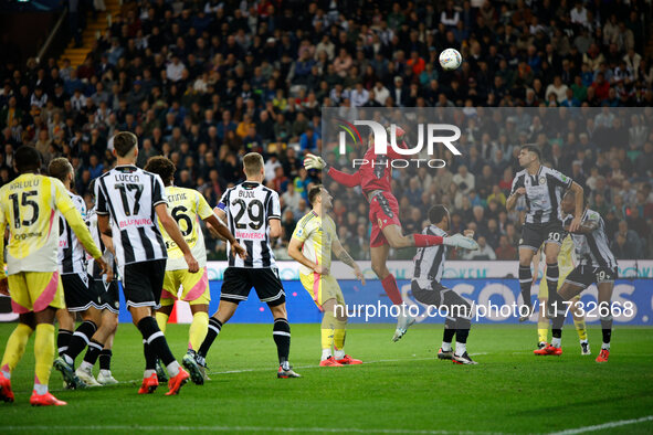 Maduka Okoye of Udinese participates in the Italian Serie A Enilive soccer championship football match between Udinese Calcio and Juventus F...