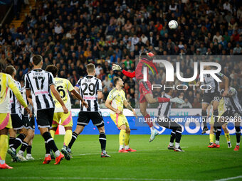 Maduka Okoye of Udinese participates in the Italian Serie A Enilive soccer championship football match between Udinese Calcio and Juventus F...