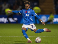 Odin Bailey, number 27 of Stockport County F.C., is in action during the FA Cup First Round match between Stockport County and Forest Green...