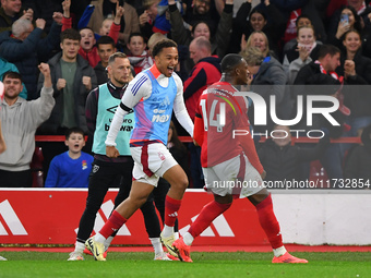 Callum Hudson-Odoi of Nottingham Forest celebrates after scoring a goal to make it 2-0 during the Premier League match between Nottingham Fo...