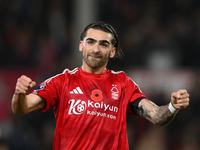 Jota Silva of Nottingham Forest celebrates victory during the Premier League match between Nottingham Forest and West Ham United at the City...