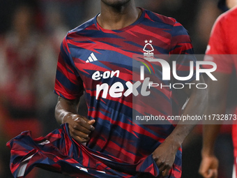 Ola Aina of Nottingham Forest celebrates victory during the Premier League match between Nottingham Forest and West Ham United at the City G...