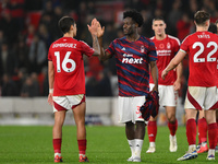 Nicolas Dominguez of Nottingham Forest and Ola Aina of Nottingham Forest celebrate victory during the Premier League match between Nottingha...