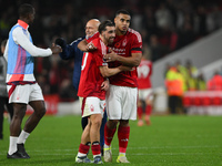 Jota Silva of Nottingham Forest and Murillo of Nottingham Forest celebrate victory during the Premier League match between Nottingham Forest...