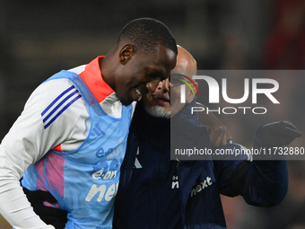 Willy Boly of Nottingham Forest and Julio Figueroa of Nottingham Forest celebrate victory during the Premier League match between Nottingham...