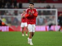 Morgan Gibbs-White of Nottingham Forest celebrates victory during the Premier League match between Nottingham Forest and West Ham United at...