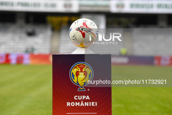 The official ball of the Romanian Cup, Sanatatea Cluj vs. Farul Constanta, is used in Cluj, Romania, on October 31, 2024, at Cluj Arena. 