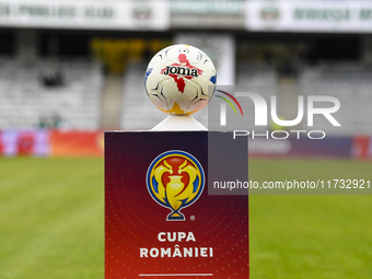 The official ball of the Romanian Cup, Sanatatea Cluj vs. Farul Constanta, is used in Cluj, Romania, on October 31, 2024, at Cluj Arena. (