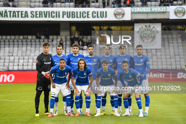 Players of Farul Constanta participate in the Romanian Cup match, Sanatatea Cluj vs. Farul Constanta, in Cluj, Romania, on October 31, 2024,...