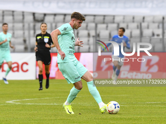 Razvan Lazar is in action during the Romanian Cup match between Sanatatea Cluj and Farul Constanta in Cluj, Romania, on October 31, 2024, at...