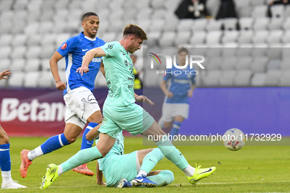 Razvan Lazar is in action during the Romanian Cup match between Sanatatea Cluj and Farul Constanta in Cluj, Romania, on October 31, 2024, at...