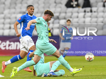 Razvan Lazar is in action during the Romanian Cup match between Sanatatea Cluj and Farul Constanta in Cluj, Romania, on October 31, 2024, at...