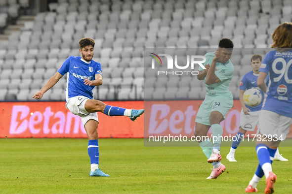 Victor Dican participates in the Romanian Cup match between Sanatatea Cluj and Farul Constanta in Cluj, Romania, on October 31, 2024, at Clu...