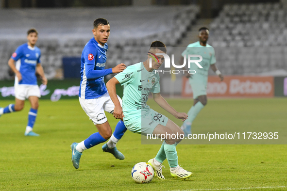 Denis Paul is in action during the Romanian Cup match between Sanatatea Cluj and Farul Constanta in Cluj, Romania, on October 31, 2024, at C...