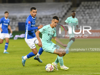 Denis Paul is in action during the Romanian Cup match between Sanatatea Cluj and Farul Constanta in Cluj, Romania, on October 31, 2024, at C...