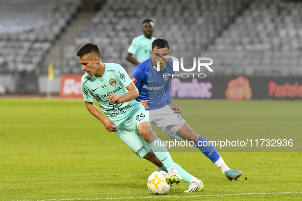 Denis Paul is in action during the Romanian Cup match between Sanatatea Cluj and Farul Constanta in Cluj, Romania, on October 31, 2024, at C...