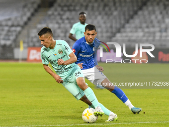 Denis Paul is in action during the Romanian Cup match between Sanatatea Cluj and Farul Constanta in Cluj, Romania, on October 31, 2024, at C...