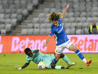 Alex Stoian and Joseph Aido are in action during the Romanian Cup match between Sanatatea Cluj and Farul Constanta at Cluj Arena in Cluj, Ro...