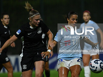 Mina Bergersen of F.C. Como Women and Flaminia Simonetti of S.S. Lazio are in action during the 8th day of the Serie A Femminile eBay Champi...