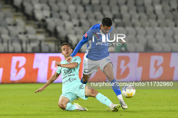 Denis Paul and Robert Mustaca are in action during the Romanian Cup match between Sanatatea Cluj and Farul Constanta at Cluj Arena in Cluj,...