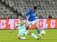 Denis Paul and Robert Mustaca are in action during the Romanian Cup match between Sanatatea Cluj and Farul Constanta at Cluj Arena in Cluj,...