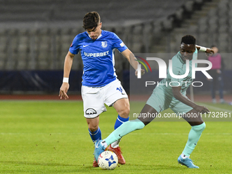 Gabriel Buta is in action during the Romanian Cup match between Sanatatea Cluj and Farul Constanta at Cluj Arena in Cluj, Romania, on Octobe...