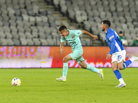 Denis Paul and Robert Mustaca are in action during the Romanian Cup match between Sanatatea Cluj and Farul Constanta at Cluj Arena in Cluj,...