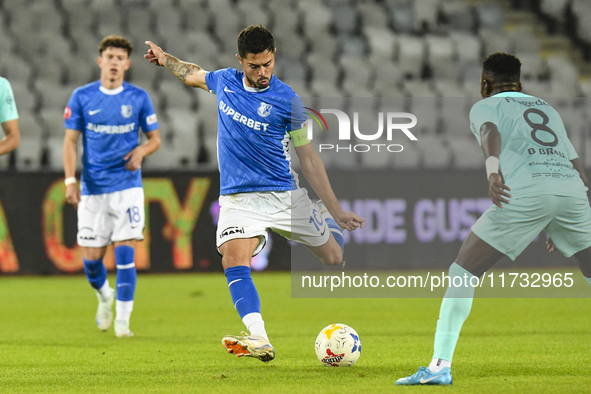 Gabriel Iancu is in action during the Romanian Cup match between Sanatatea Cluj and Farul Constanta at Cluj Arena in Cluj, Romania, on Octob...