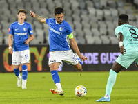 Gabriel Iancu is in action during the Romanian Cup match between Sanatatea Cluj and Farul Constanta at Cluj Arena in Cluj, Romania, on Octob...