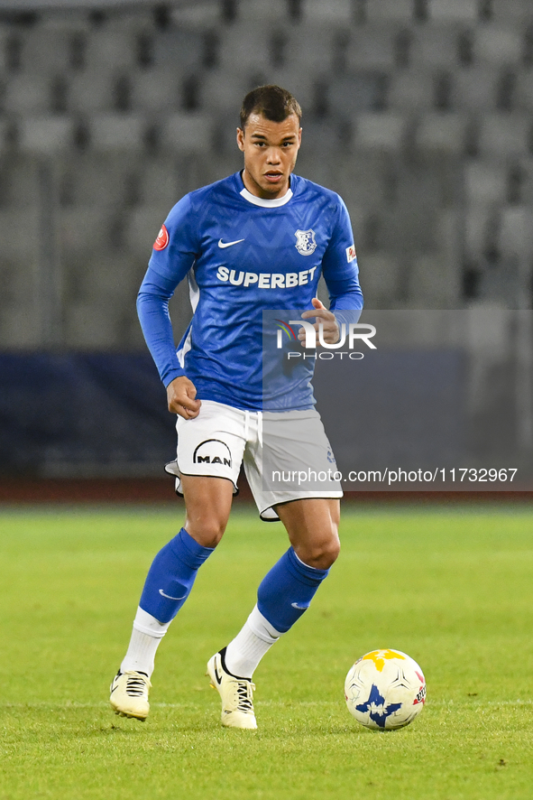 Gustavo Marins is in action during the Romanian Cup match between Sanatatea Cluj and Farul Constanta at Cluj Arena in Cluj, Romania, on Octo...