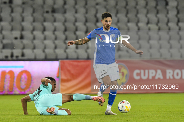 Gabriel Iancu is in action during the Romanian Cup match between Sanatatea Cluj and Farul Constanta at Cluj Arena in Cluj, Romania, on Octob...