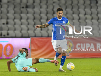 Gabriel Iancu is in action during the Romanian Cup match between Sanatatea Cluj and Farul Constanta at Cluj Arena in Cluj, Romania, on Octob...