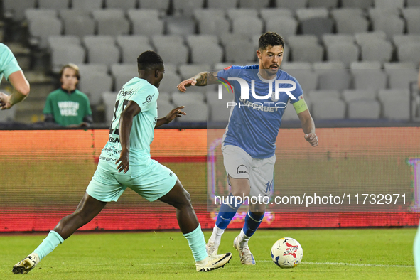 Gabriel Iancu is in action during the Romanian Cup match between Sanatatea Cluj and Farul Constanta at Cluj Arena in Cluj, Romania, on Octob...