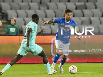 Gabriel Iancu is in action during the Romanian Cup match between Sanatatea Cluj and Farul Constanta at Cluj Arena in Cluj, Romania, on Octob...