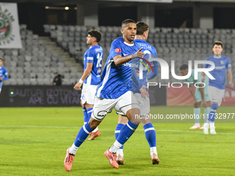 Rivaldinho celebrates during the Romanian Cup match between Sanatatea Cluj and Farul Constanta in Cluj, Romania, on October 31, 2024, at Clu...