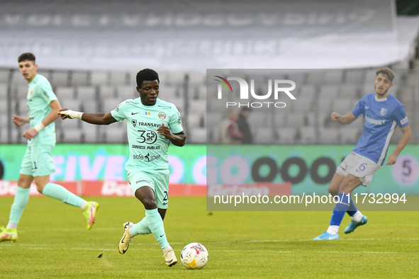 Joseph Aido plays during the Romanian Cup match between Sanatatea Cluj and Farul Constanta at Cluj Arena in Cluj, Romania, on October 31, 20...