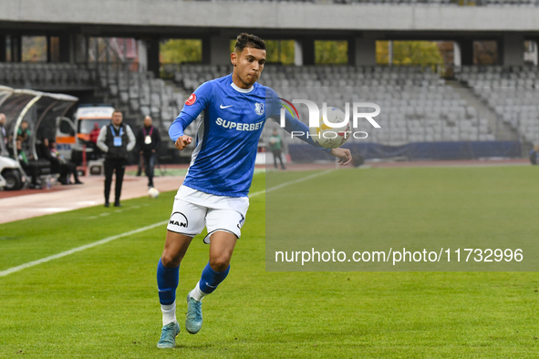 Ionut Cercel participates in the Romanian Cup match between Sanatatea Cluj and Farul Constanta in Cluj, Romania, on October 31, 2024, at Clu...