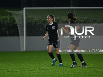 Dominika Skorvankova of F.C. Como Women celebrates after scoring the goal to make it 0-2 during the 8th day of the Serie A Femminile eBay Ch...