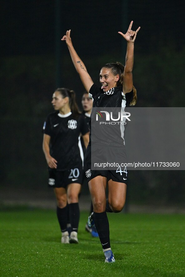 Berta Bou Salas of F.C. Como Women celebrates the goal of Julia Karlernas of F.C. Como Women during the 8th day of the Serie A Femminile eBa...